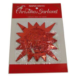 VTG Shiny Brite Christmas Garland Red Star Foil 9 Feet Made in Japan Retro NEW